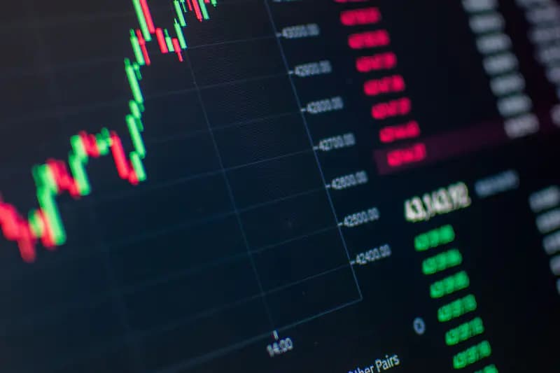 A financial trading chart on a digital screen